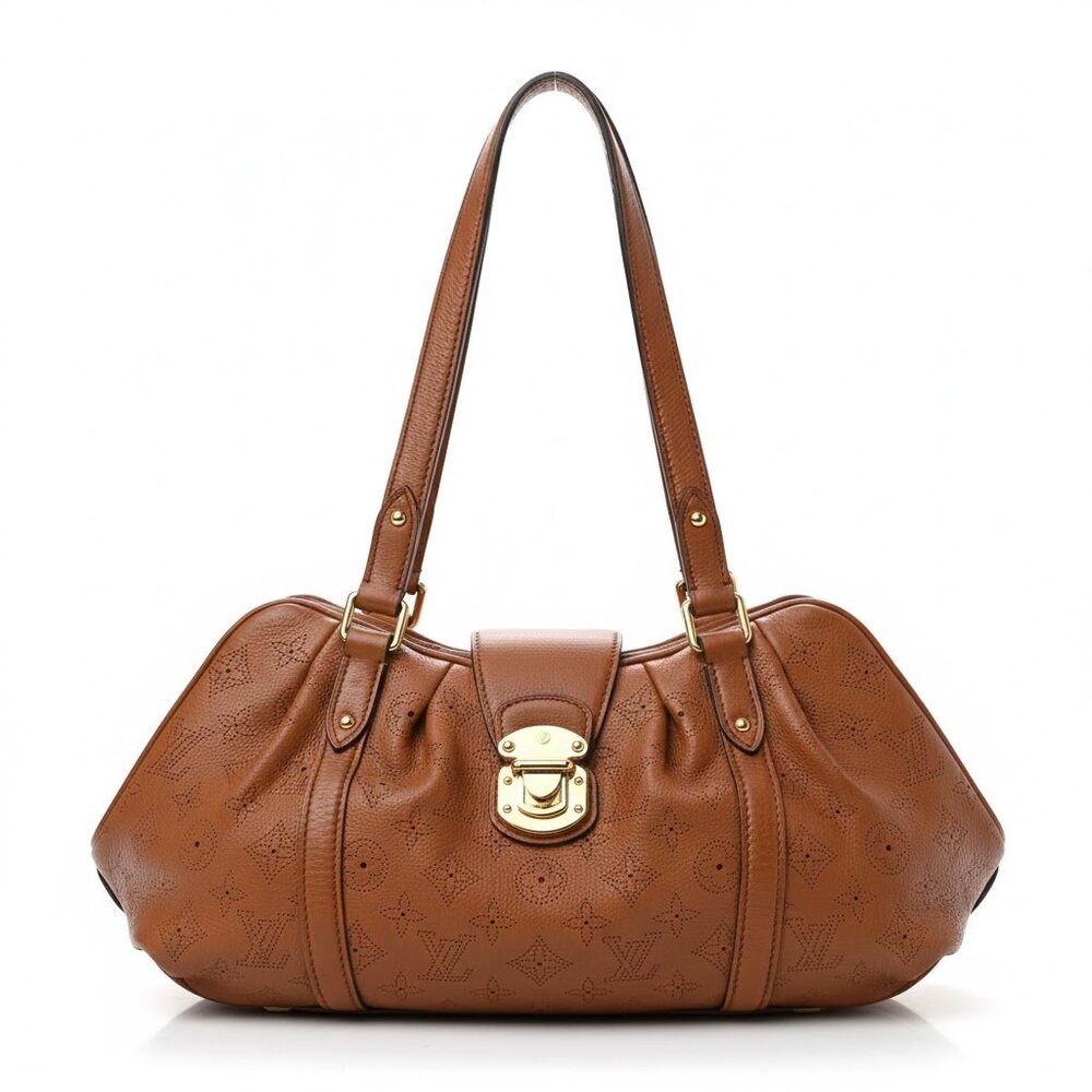 Authentic Louis Vuitton Lunar Pm Cognac Brown Mahina Leather Shoulder Bag - Picture 2 of 12